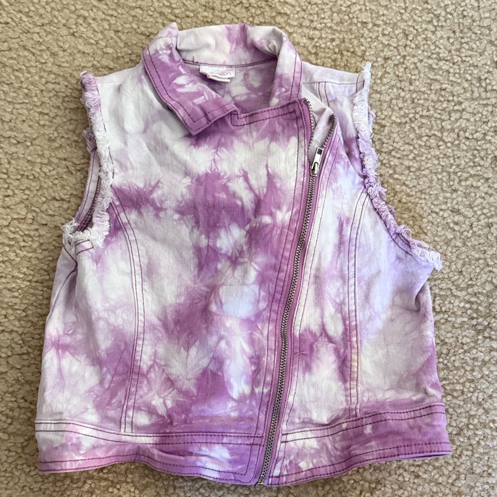 Xhilaration Lavender and White Tie-Dye Sleeveless Jacket